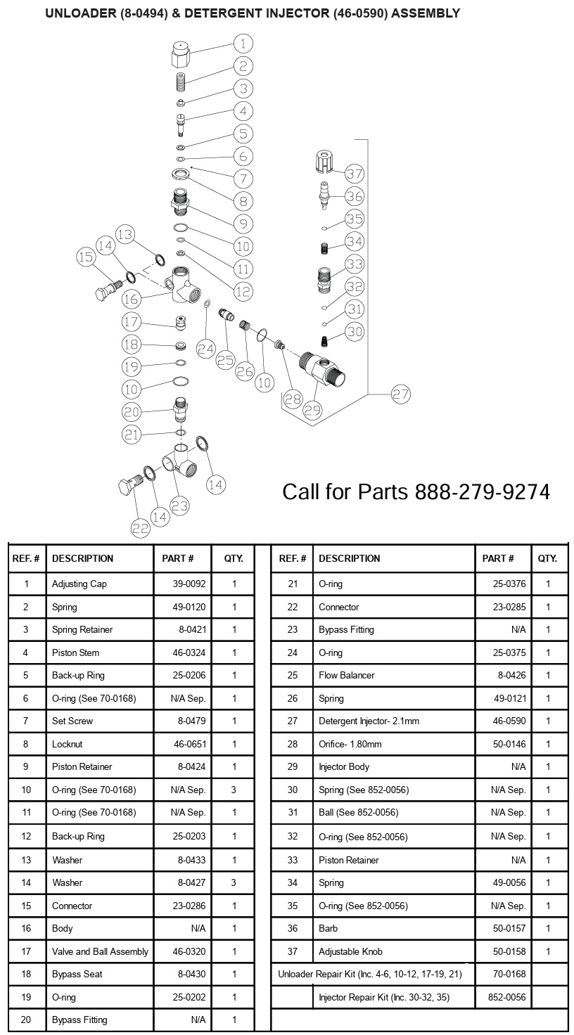 MITM 8-0494 unloader repair parts & breakdown